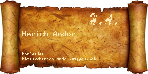 Herich Andor névjegykártya